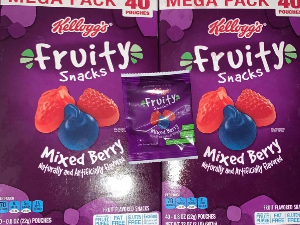 two huge boxes of fruit snacks