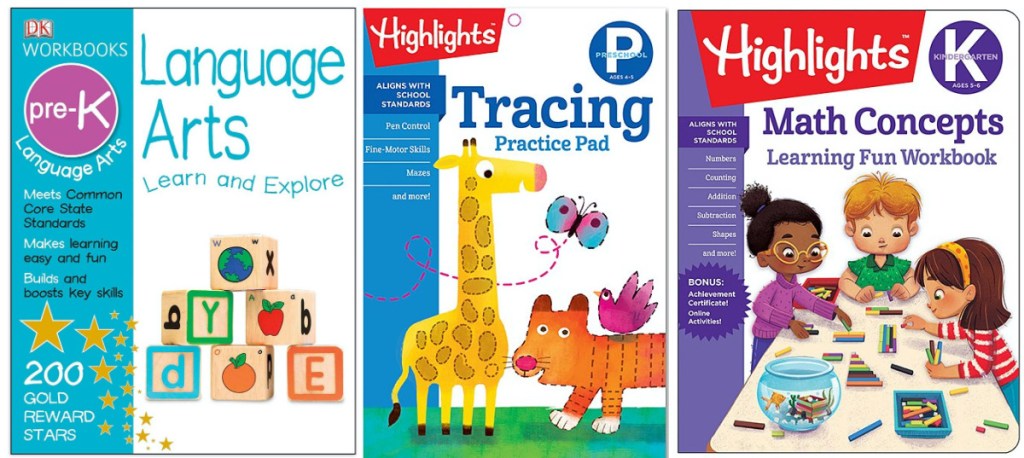 three kids educational book covers