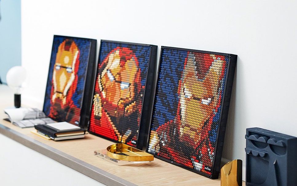 LEGO Art Iron Man sets on shelf