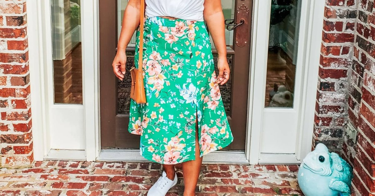 Loft floral 2024 midi skirt