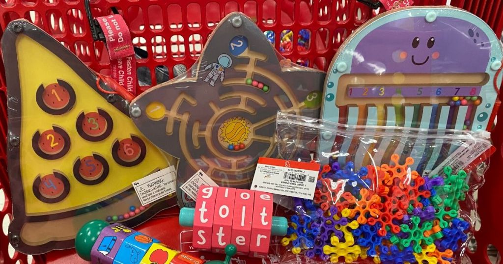 front of shopping cart full of mazes, puzzles and games
