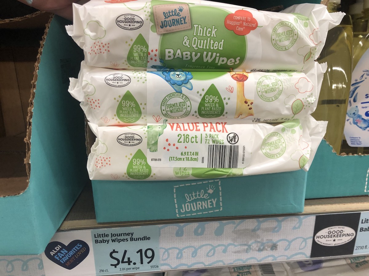 three pack of Little Journey Baby Wipes