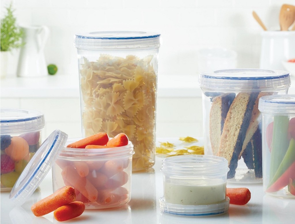 LOCK-TOP Snack Containers w Lids Stackable 5.2 Fl Oz, 2/Pk Select: Color