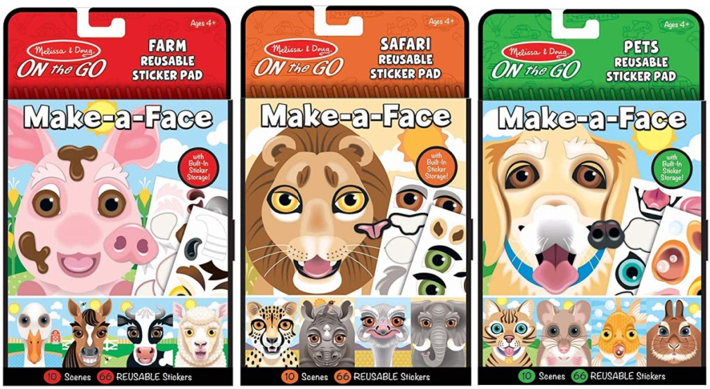 Melissa & Doug Make-a-Face Reusable Sticker Pads 3-Pack Bundle