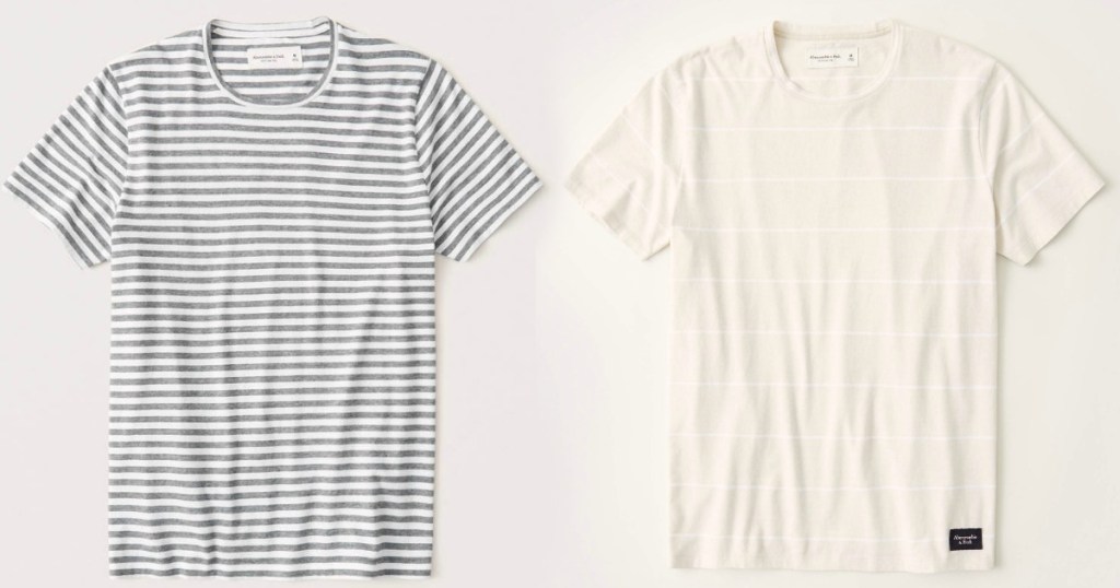 Two styles of men's striped tees