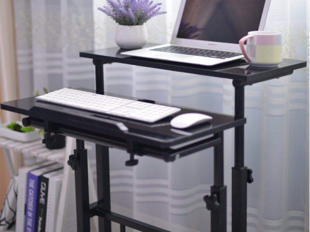 black desk and desk in home