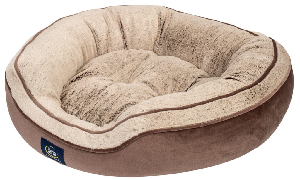 round light brown pet bed