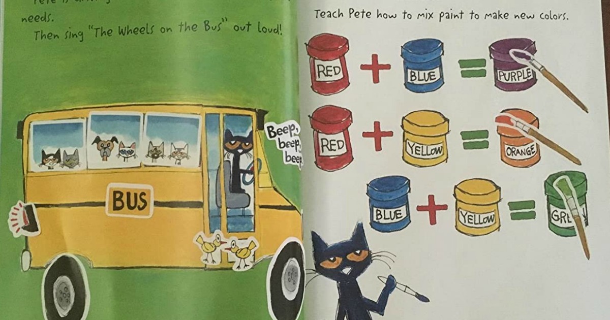 two pages of the Pete the Cat Sticker Book