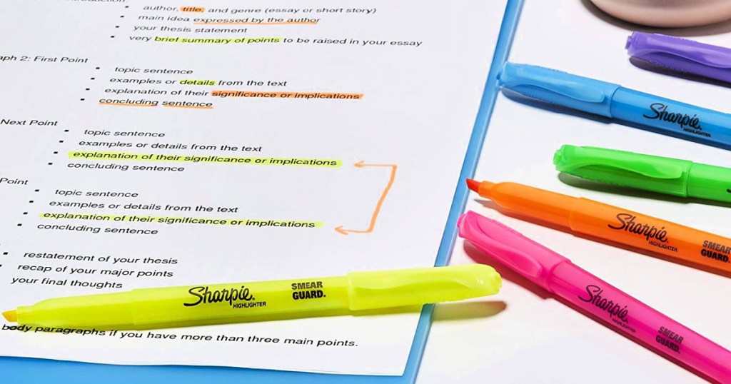 Sharpie Highlighters on table