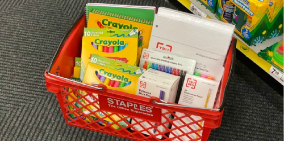 Staples School Supplies from 35¢ + $10 Off $30 Coupon