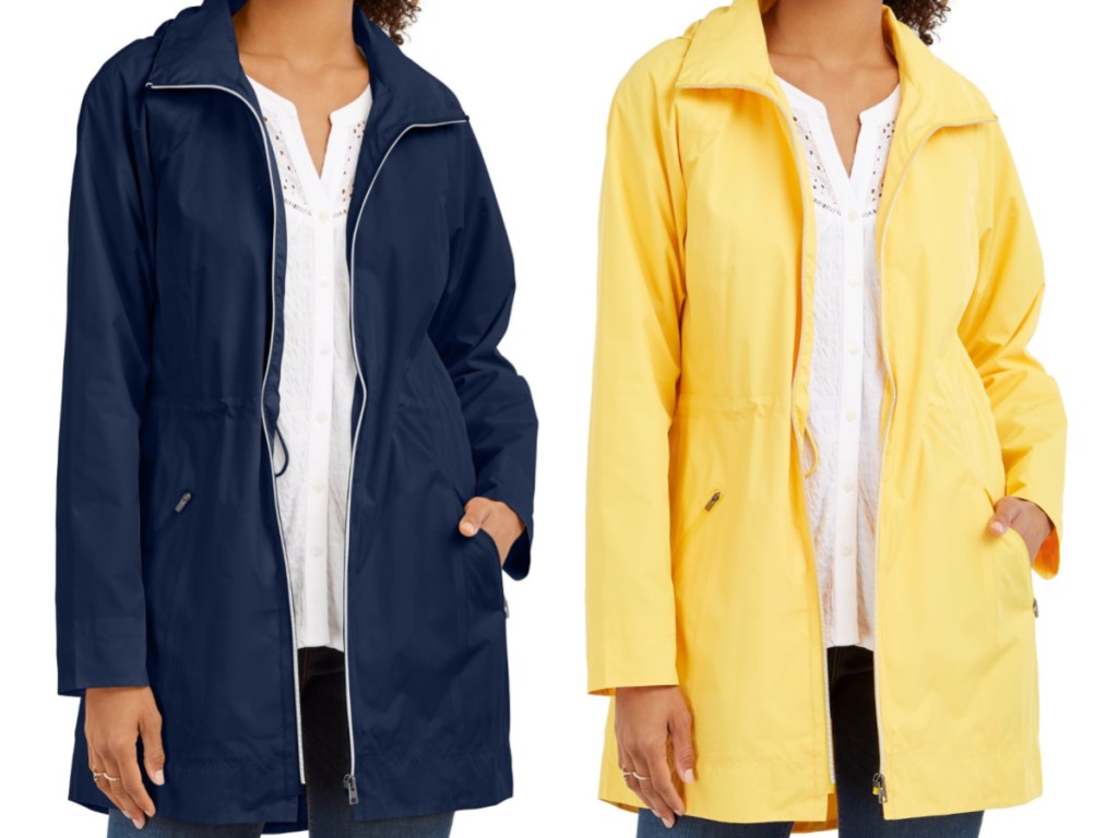woman in blue hooded jacket and woman in yellow hooded jacket