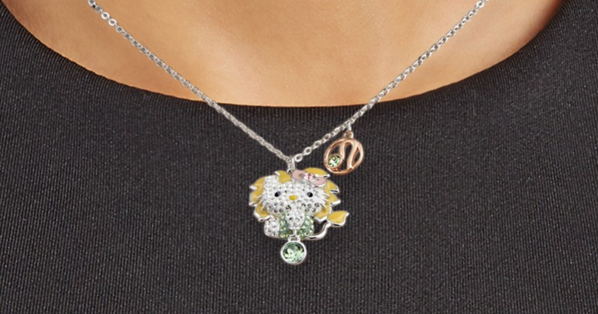 Hello Kitty Pendant Necklace in White Gold Embellished with SWAROVSKI®  Crystals - Krystal Couture
