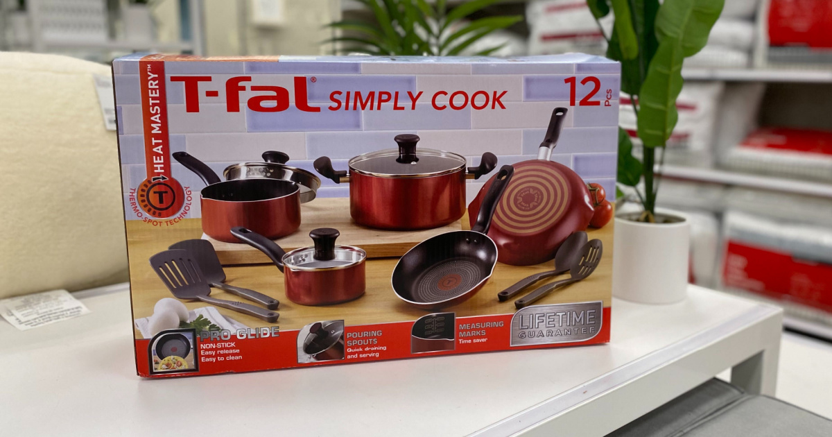T-fal Simply Cook 6pc Nonstick Aluminum Cookware Set Blue : Target