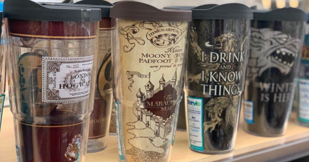 Harry Potter Themed Tervis Tumblers sitting on a store shelf