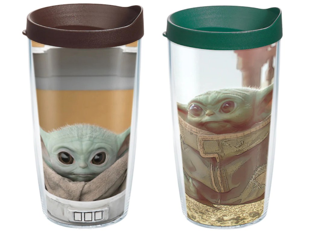 2 star wars The Child Tervis Tumblers sitting next to each other