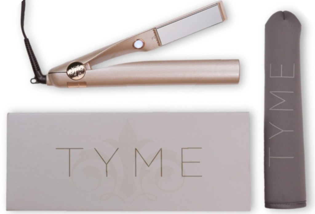 Woman using a Tyme Pro Iron on her hair