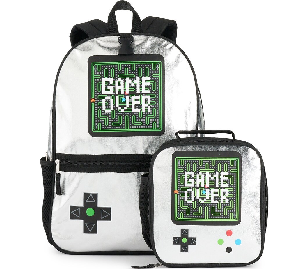 video game backpack and lunch box