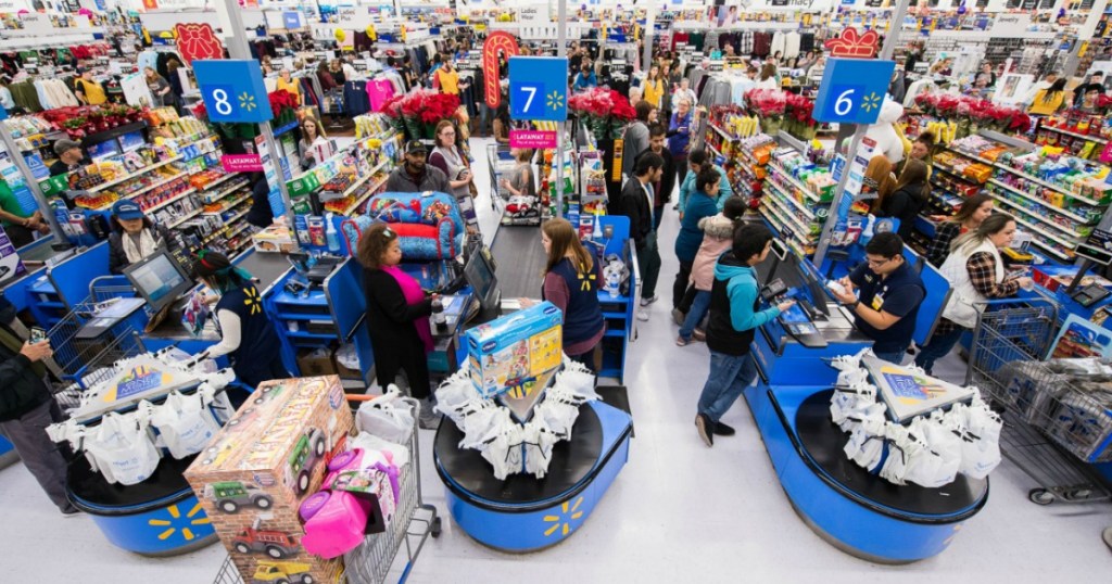 crowded walmart store during black friday