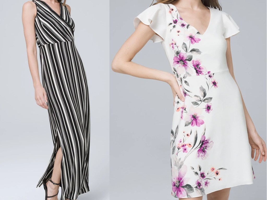 Sleeveless Blouson Mixed Print Maxi Dress White House Black Market