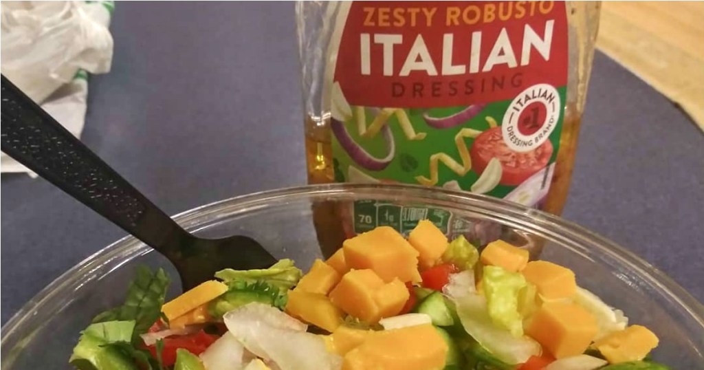 Wishbone Zesty Italian dressing next to Salad