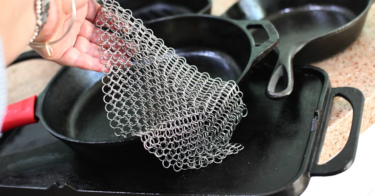 Cast Iron Cleaner Chainmail Scrubber With Pan Scraper CastIron