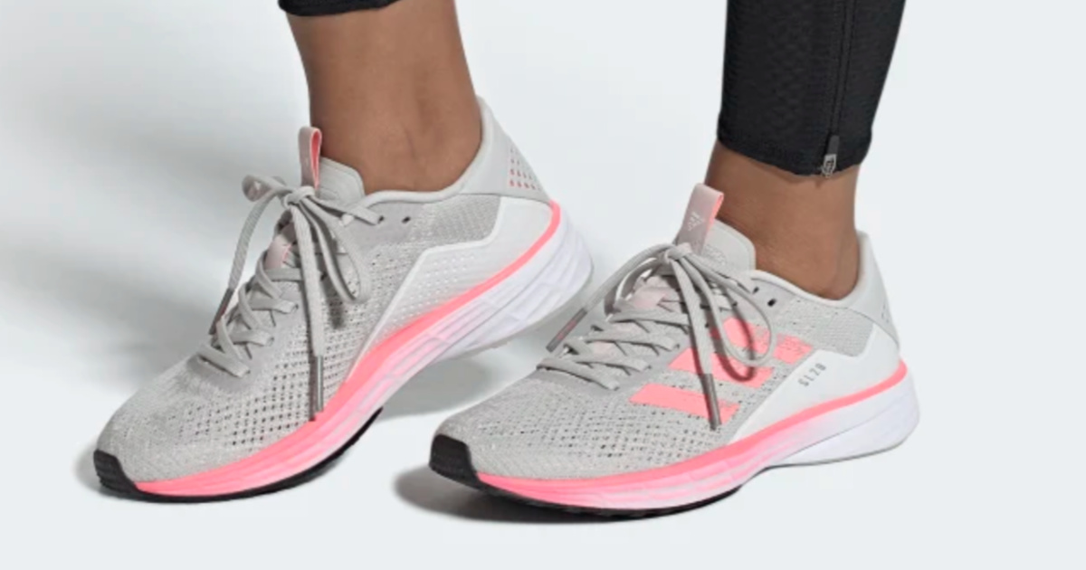 gray and pink adidas