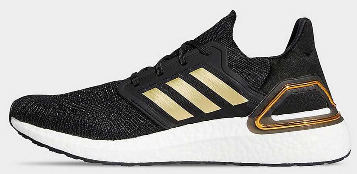 pair of men's black and gold running shoes