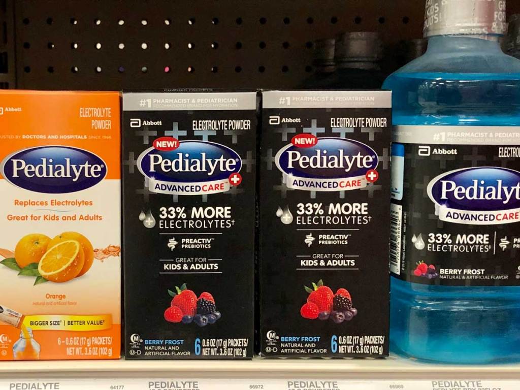 pedialyte products on shelf