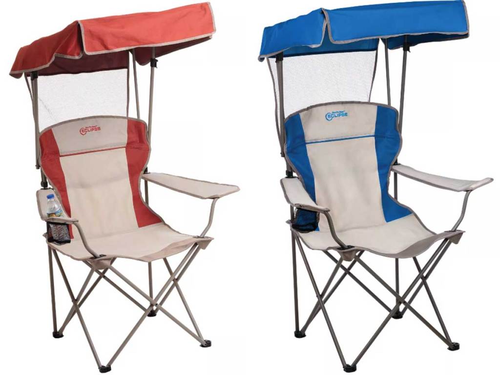  canopy chairs in red and blue