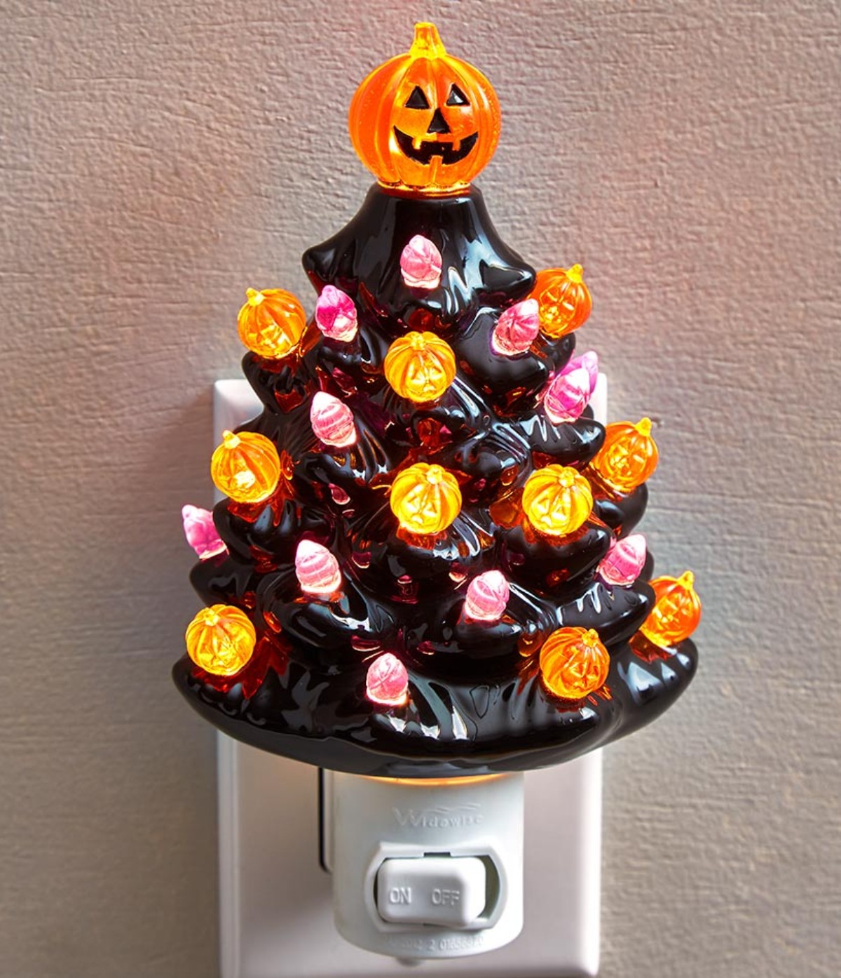 45 Halloween Pumpkin Lights For Ceramic Christmas Tree - Orange, Clear & Purple (3/16" Stem)