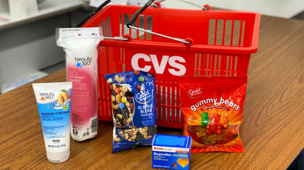cvs items in front of basket