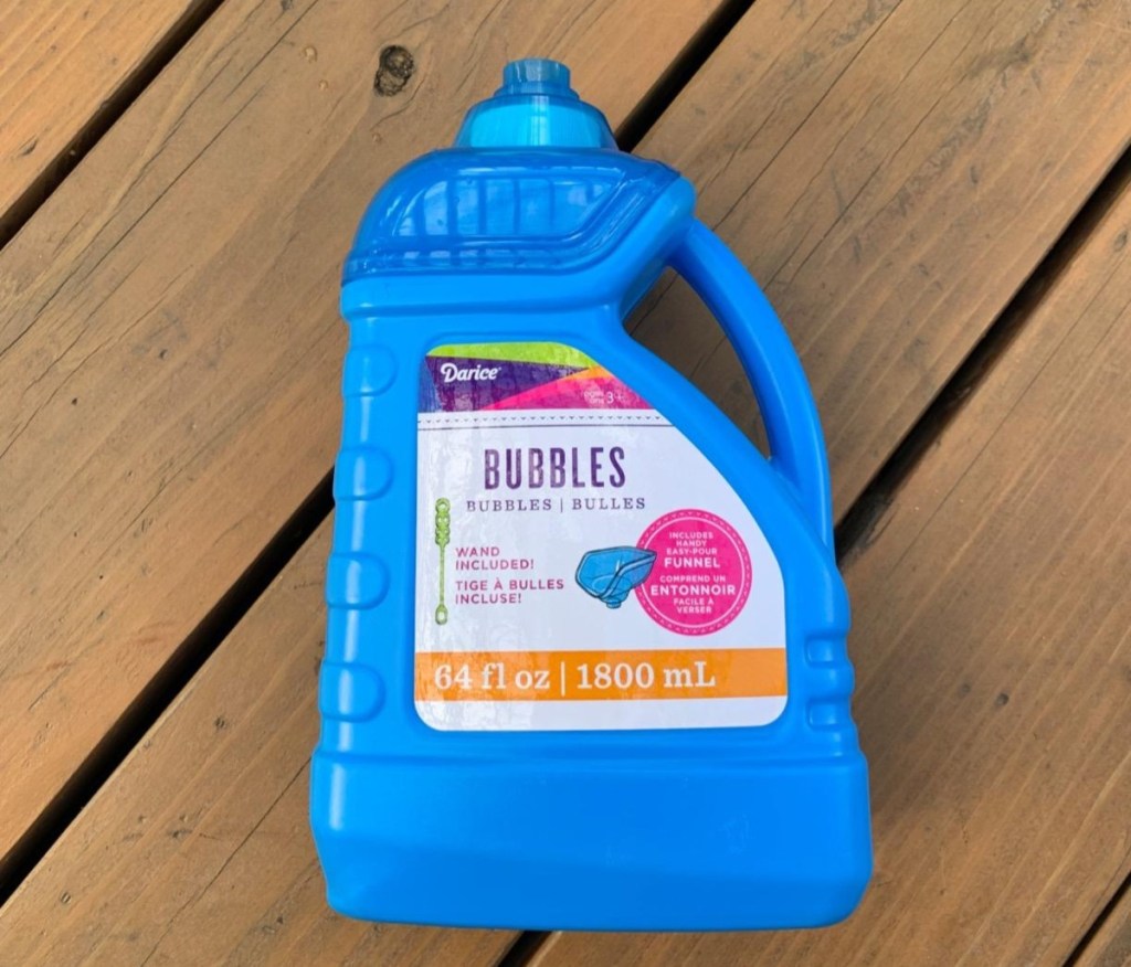 bubble solution in blue bottle