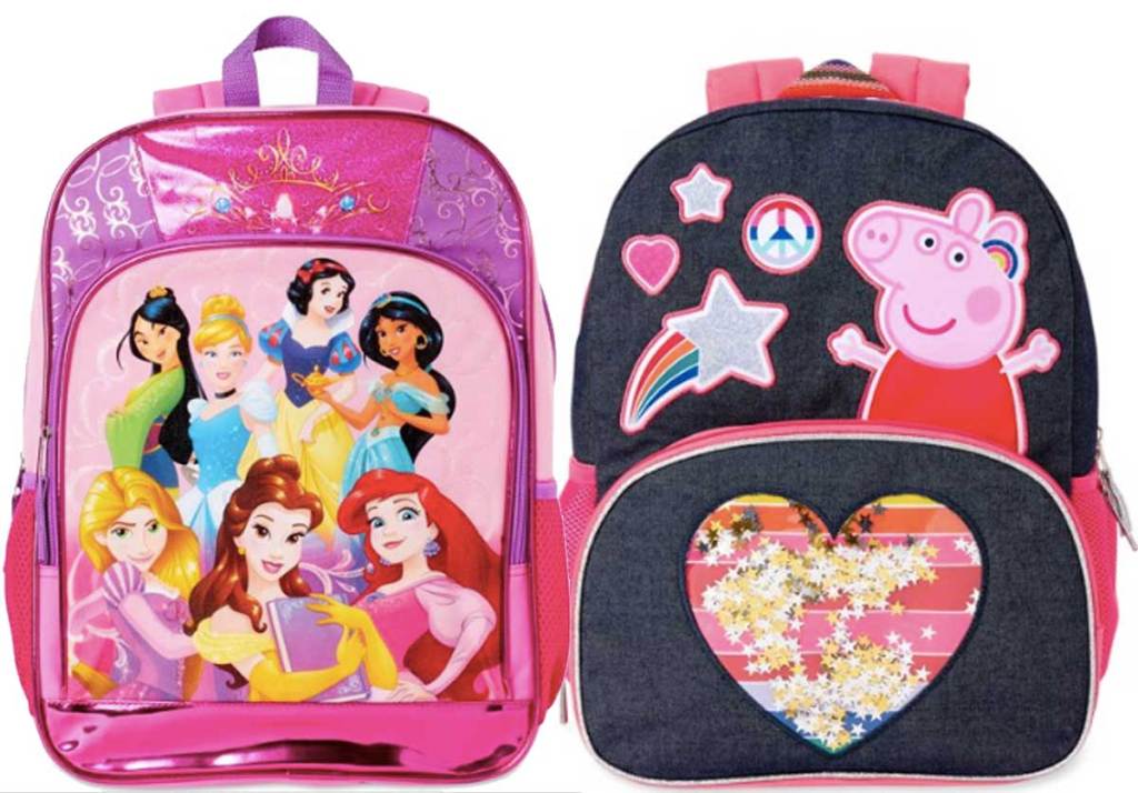 disney backpack and peppa pig backpack