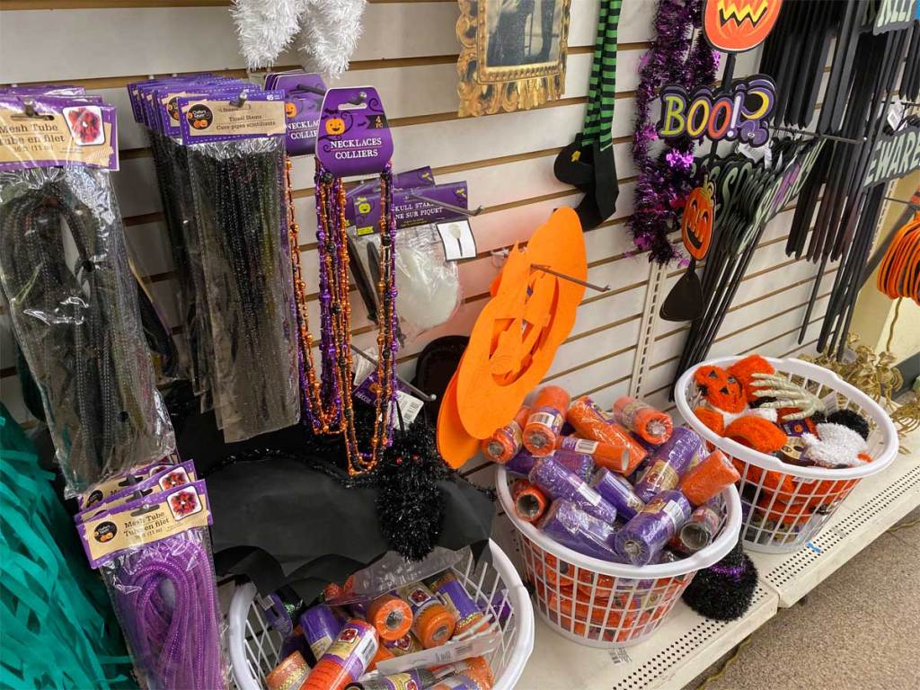 halloween craft supplies on display in store