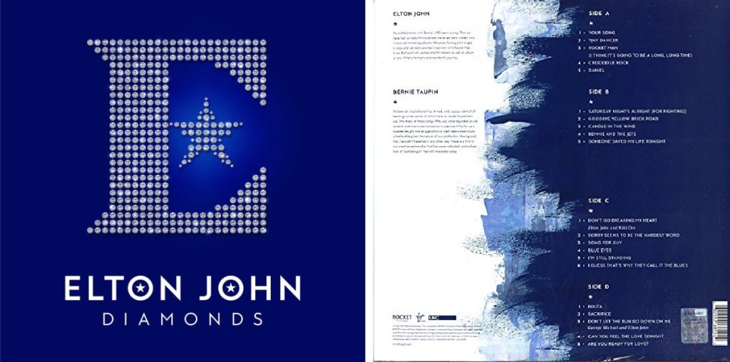 front and back views of elton john diamonds album