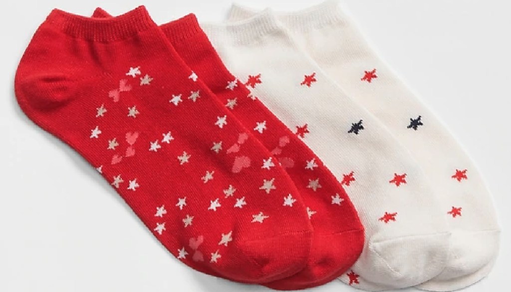 red white blue star socks
