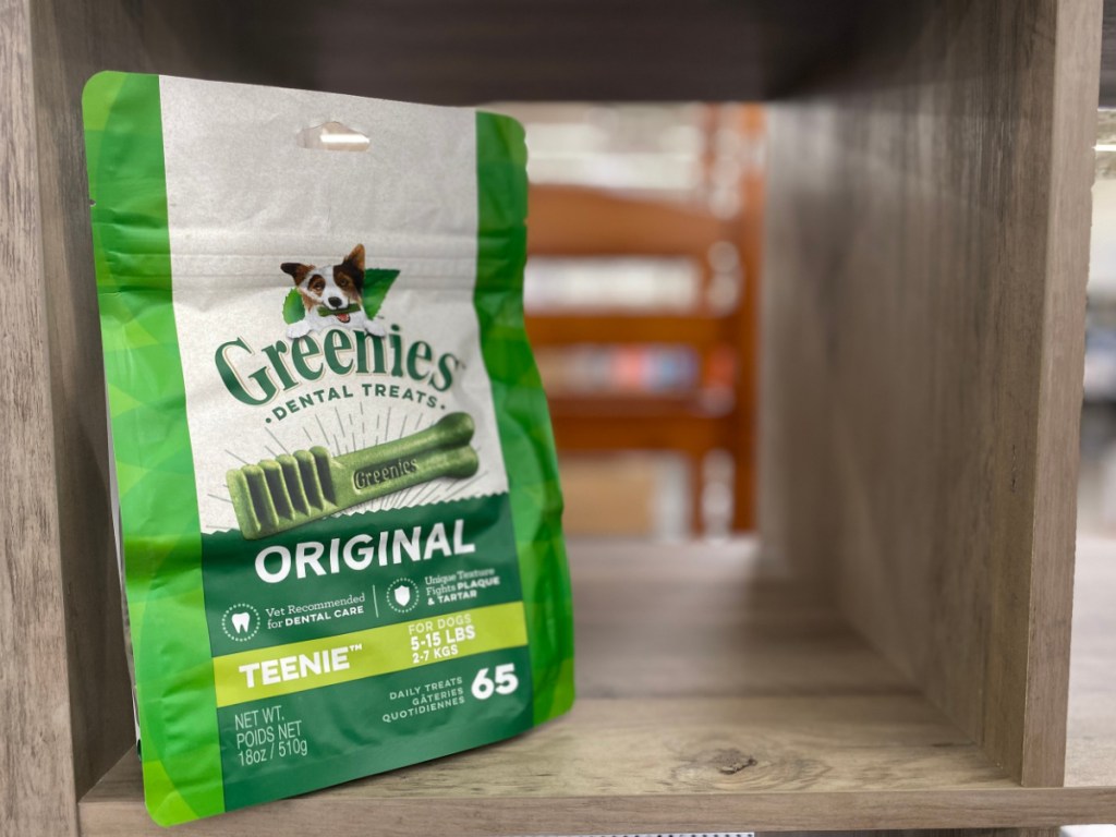 greenies dog treats on store shelf