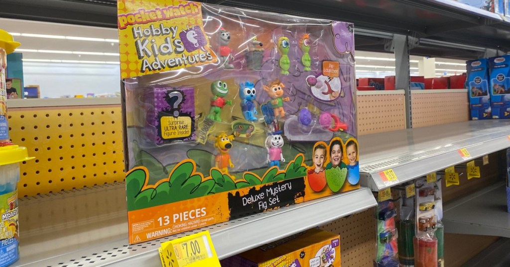 toy in package on shelf in store with clearance tag