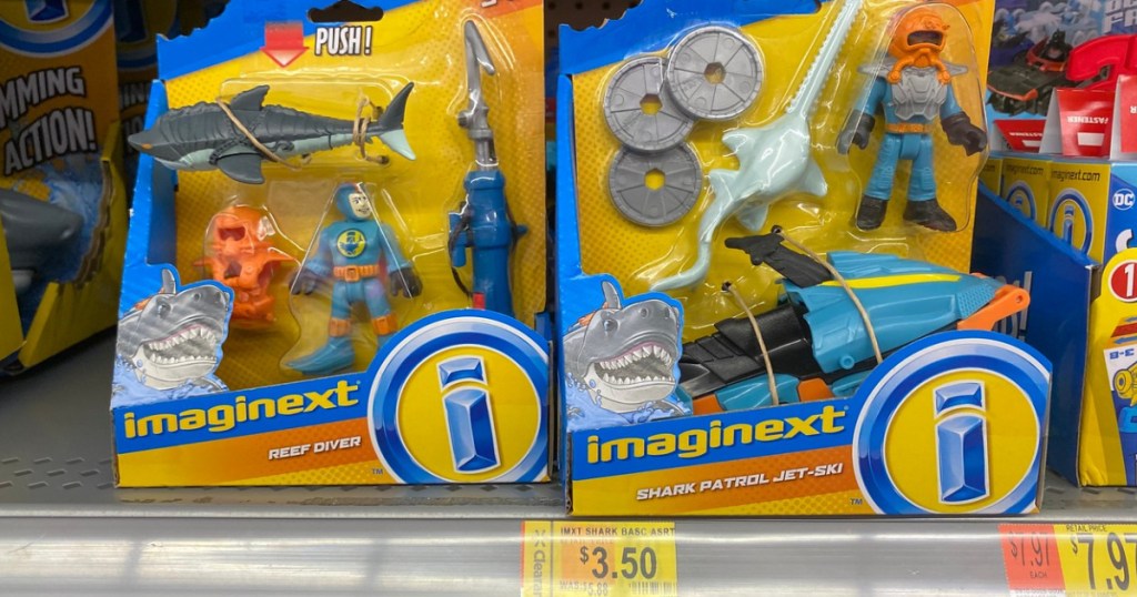 toys on store shelf with price tags