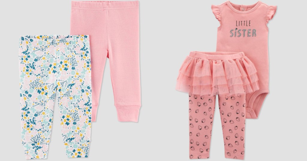 floral pink pants and little sister set