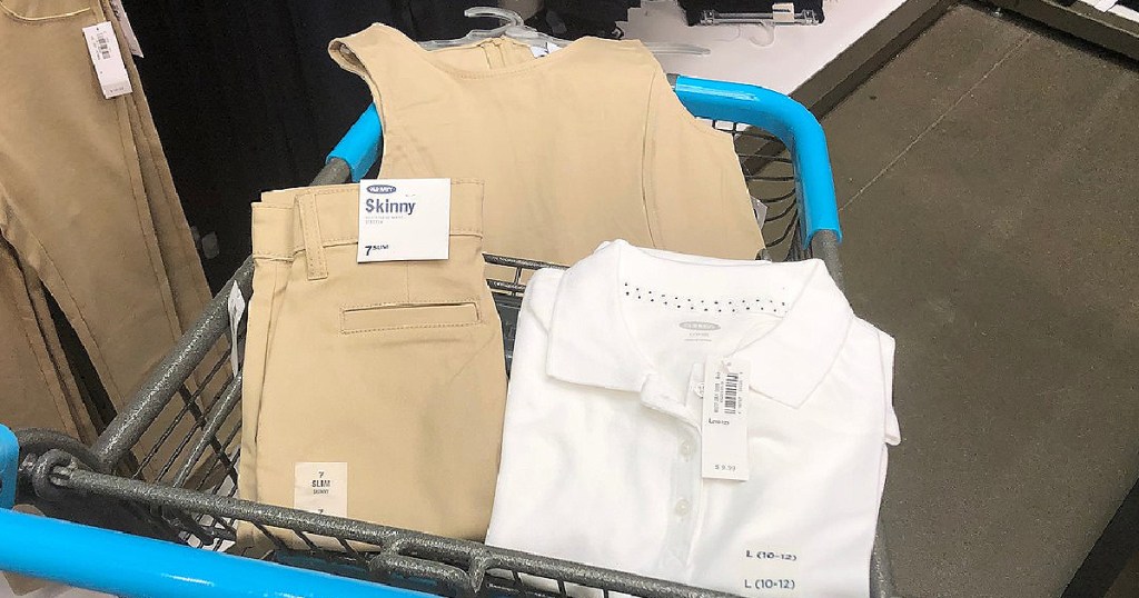 old navy school uniforms in shopping cart