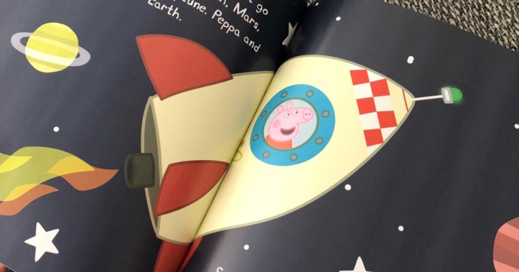 peppa pig space book opened up 