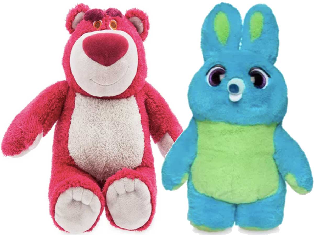 disney pixar plushes in pink and blue