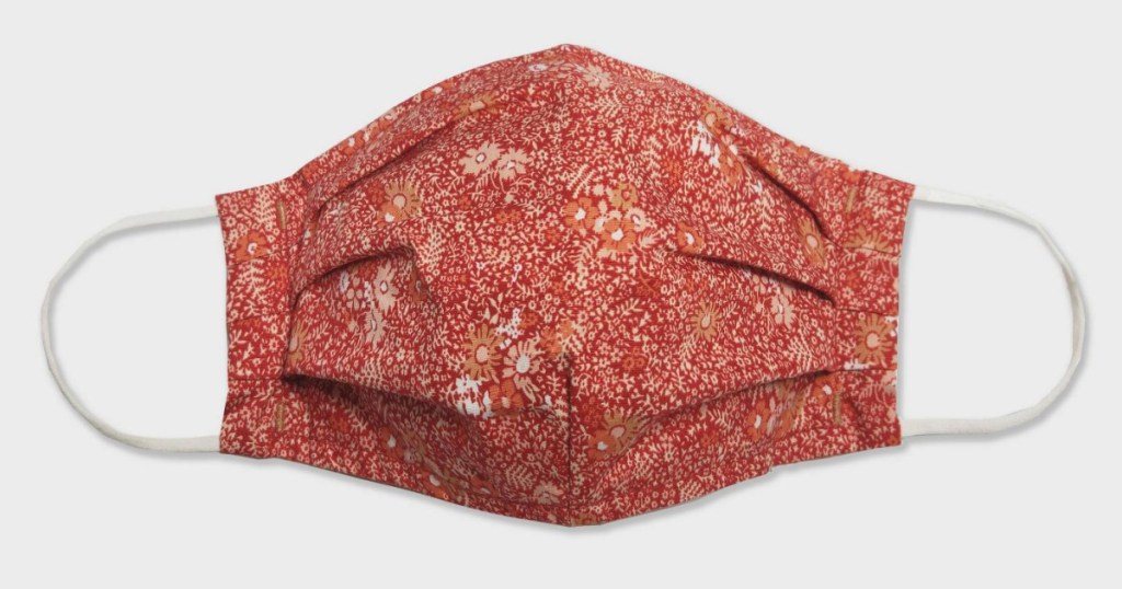 red floral fabric mask