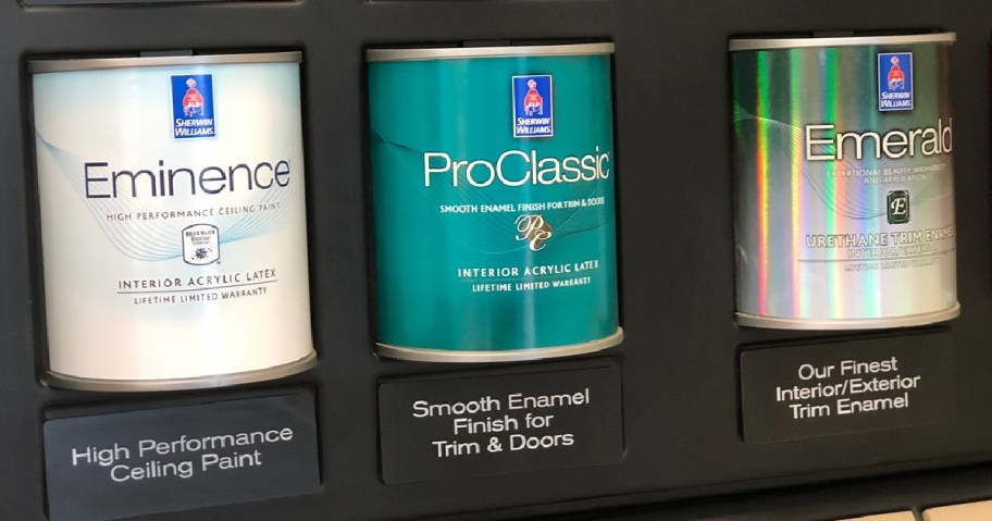 3 cans of paint on display in store