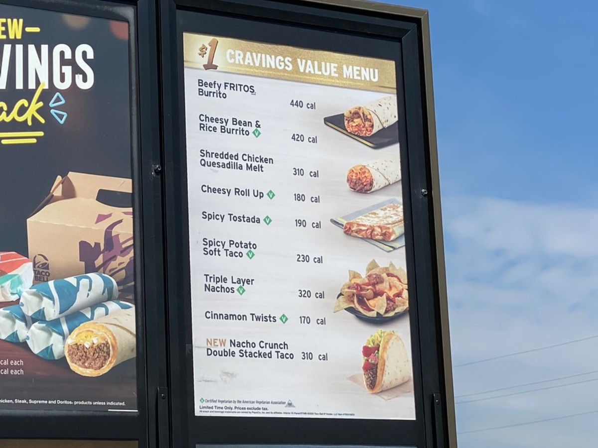 1 menu clearance at taco bell