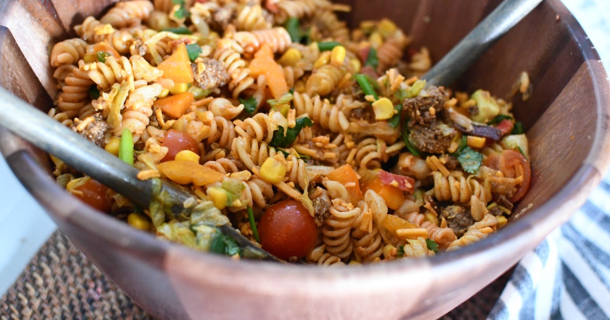 Best Ever Taco Pasta Salad | Easy Hip2Save Recipe