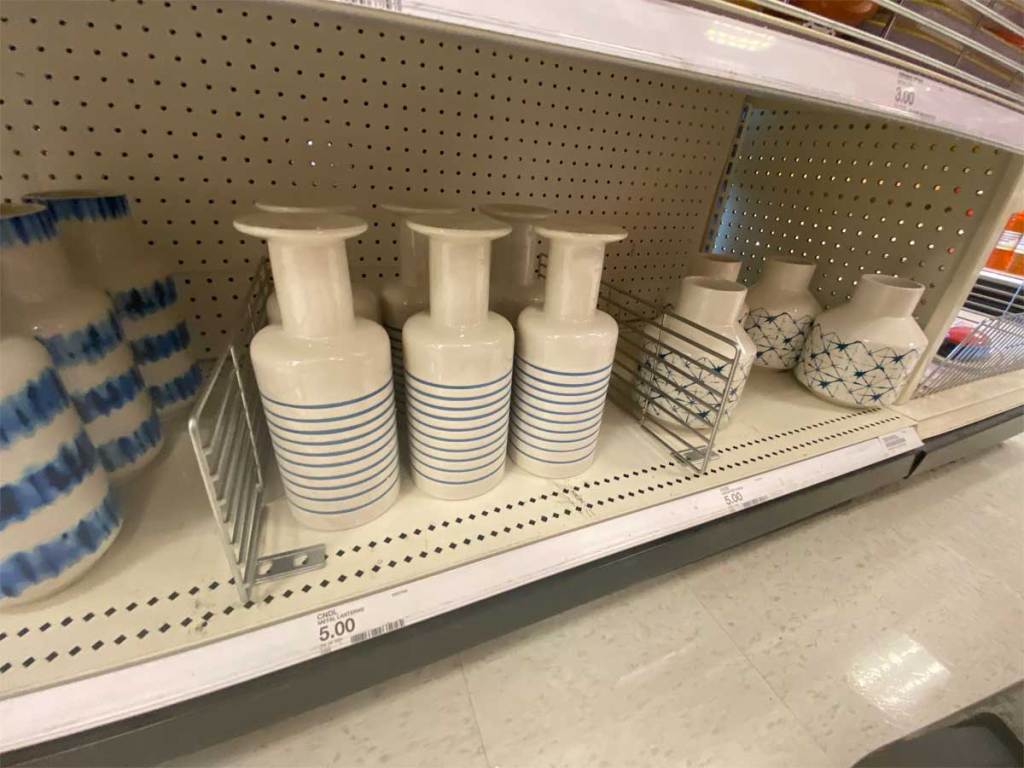 ceramic vases on shelf