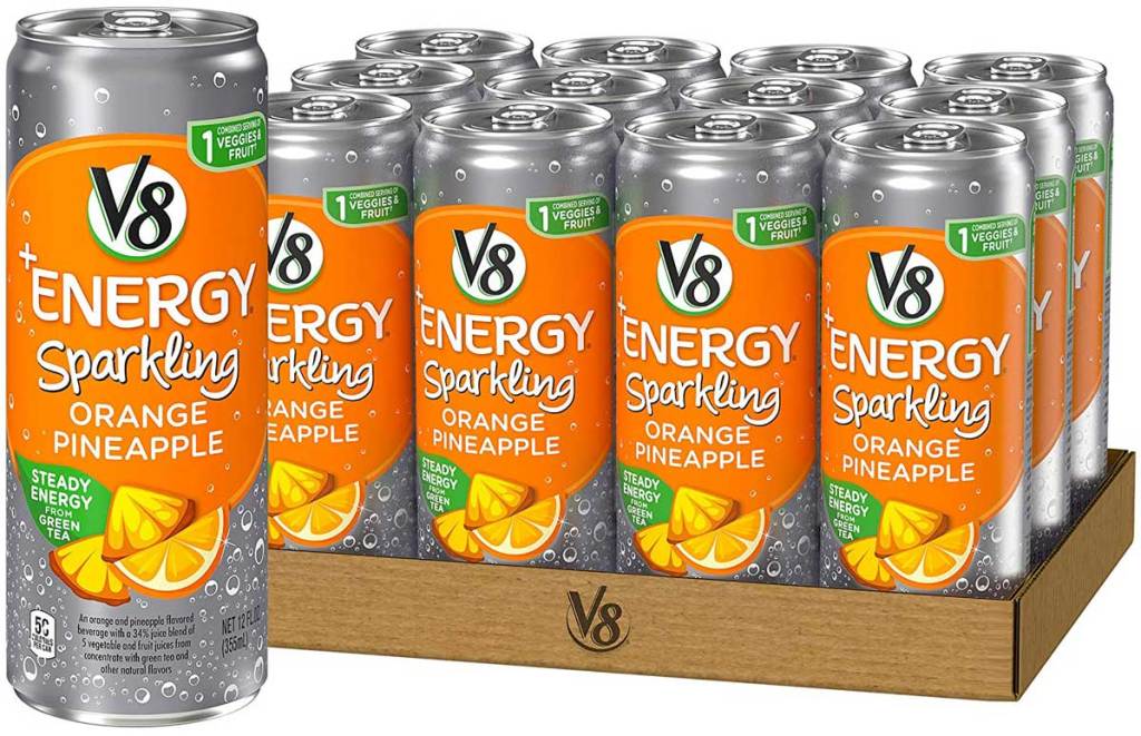 12 pack of v8 energy sparkling cans
