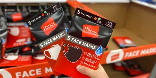 Hanes Reusable Face Masks 5-Pack Only $7.50 at Walmart | Just $1.50 Each
